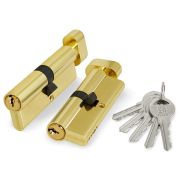 Цилиндровый механизм (100 ZM/70) 1000ZMKnob70(30+10+30) PB латунь 5Key с вертушкой