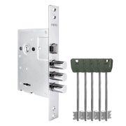 Замок врезной сувальдный MDV30/S-65.77 CP хром (длинный ключ) тех.уп.