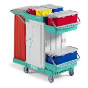 Уборочная тележка TTS MAGIC SYSTEM 700S SAFFETY, с держателем и разделителем мешков 2*70, 2 герметичных контейнера Артикул: MS700S0C0A00
