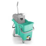 Двойное ведро TTS Action Pro с 2 дренажными пробками и O-KEY отжимом, 30 л, зеленое, на колесах Артикул: 0V036480