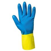 Kimberly-Clark KleenGuard® G80 Неопреновые перчатки для защиты от химических веществ - 30см, индивидуальный дизайн для левой и правой руки / Желтый и голубой / Артикул: 38741