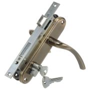 Замок врезной цилиндровый с защёлкой в комплекте с ручкой ЗВ4-70.27 (ант.бронза), 4 кл.