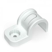 Крепеж-скоба пластиковая односторонняя для прямого монтажа белая в п/э д20 (50шт/уп) Промрукав