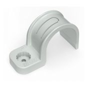 Крепеж-скоба пластиковая односторонняя для прямого монтажа серая в п/э д32 (25шт/уп) Промрукав