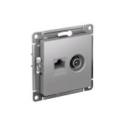Розетка компьютерная + телевизионная 2-м СП AtlasDesign RJ45 кат.5E + TV механизм алюм. SE ATN000389