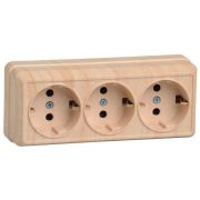 Розетка 3-м ОП Октава РС23-3-ОС 16А IP20 с заземл. сосна GENERICA ERO31-K03-16-DC